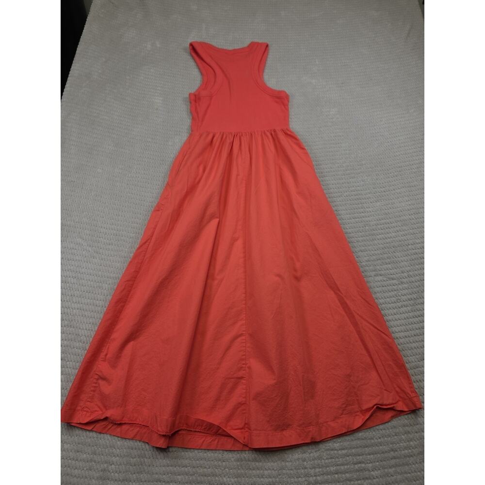 Old Navy Dress Womens Medium Coral Midi Length Ribbed Top Pockets - Picture 8 of 9